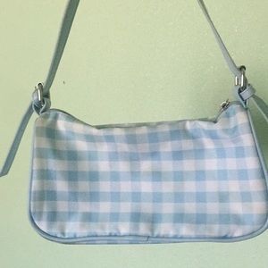 blue gingham purse